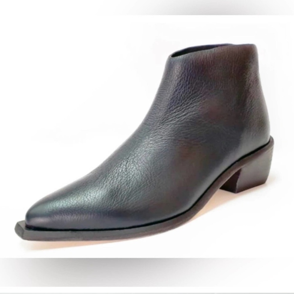 Wal & Pai West Black Leather Ankle Boot Booties Back Zipper Western Size 36